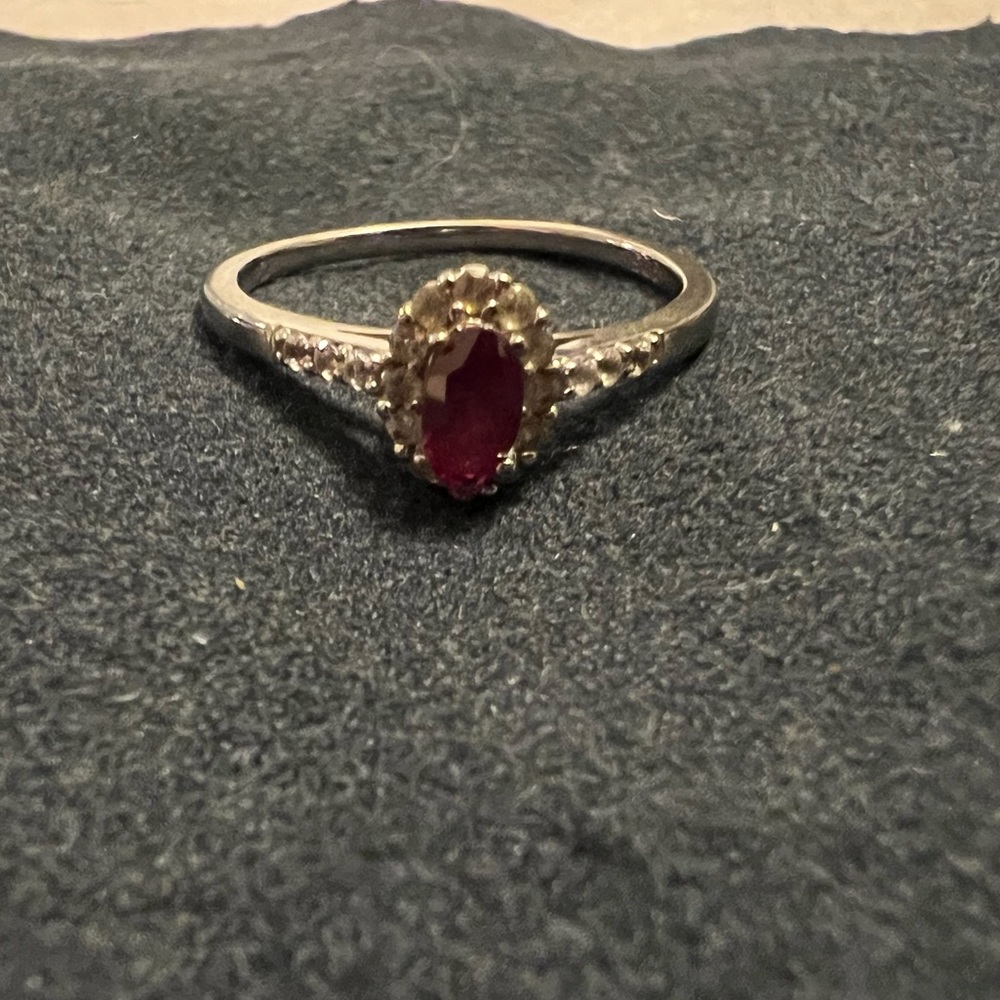 Sterling Silver Ruby Ring Size 7 Or 8 - image 2